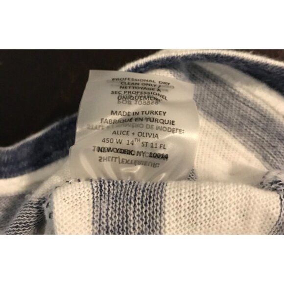 Alice + Olivia Rolled Sleeve Blue/White Striped Mini Dress - Picture 7 of 8